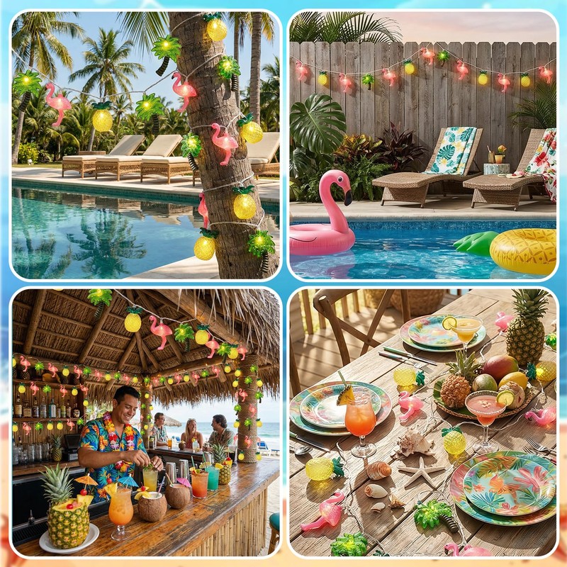 12FT 20LED Summer Hawaiian Themed Party Decorations Lights - LED