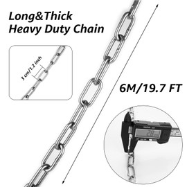 ZOFUN 6 Metres Long Stainless Steel Chain, 3mm Galvanized Metal Chain, Heavy Duty Welded Steel Chain, Anti-theft Silver Chain Link Fencing for Fence Gates Garage Doors and Bicycle Security Locks