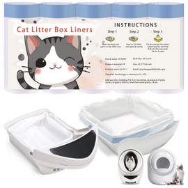 100 Count Cat Litter Box Liners and Bags for Automatic Cat Litter Boxes,Waterproof Easy Cleanup,Heavy Duty,Unscented,Hypoallergenic & Pet-Safe