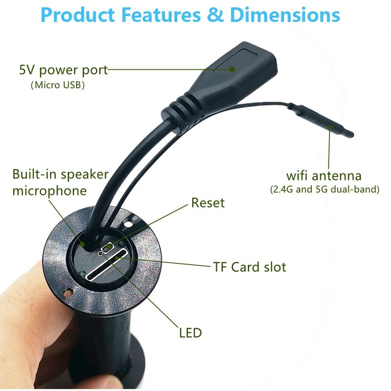 Door Eye Hole IP Camera 2MP Wide Angles 5G Dual