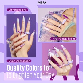 MEFA Purple Gel Nail Polish, 6 Colors Spring Purple Gel Polish Set Pastel Pink Shimmer Purple Nail Polish Gel Soak Off Grape Lilac Violet Gel Nail Art Manicure DIY Salon Gifts for Women Girls