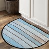 YPPAHHHH Half Round Door Mat Light Blue Gray Wooden Board