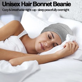 Sleep Cap Bonnet for Sleeping Black Women, Soft Cooling Ice Silk Lined Bonnet for Curly Braids Hair Slouchy Beanie Night Cap