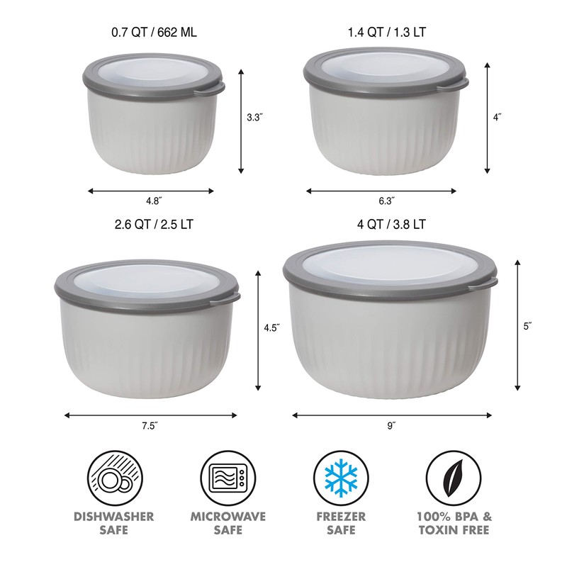 Oggi Prep, Store & Serve Plastic Bowl w/See-Thru Lid- Dishwasher,