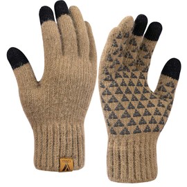 Vgogfly Winter Knit Gloves Warm Full Fingers Men Women with Upgraded Touch Screen - Anti-Slip Glove Fleece Lined