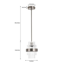 IkirourI Pendant Light Fixtures, 7inch Modern Glass Pendant Lighting, Brushed Nickel Kitchen Island Pendant Lights, Height Adjustable Pendant Lighting (Brushed Nickel, 1 Pack)