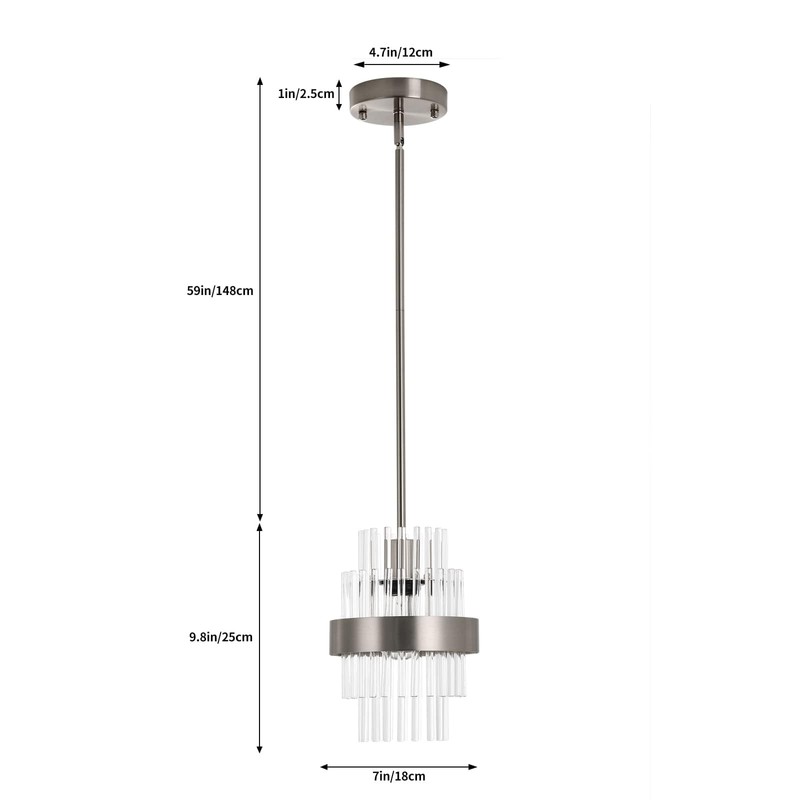 IkirourI Pendant Light Fixtures, 7inch Modern Glass Pendant Lighting, Brushed