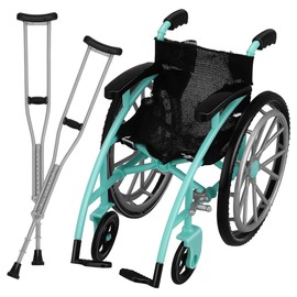 WEKAMOS 1 set di sedie a rotelle per casa delle bambole con stampelle, accessorio pieghevole per scene creative, per decorazioni paesaggistiche e progetti fai da te