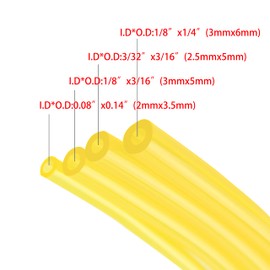 partszen 4 Size 4-Feet-Long Fuel Line Hose Tube for Craftman Poulan Chainsaw String Trimmer Blower I.D. x O.D. 3/32" x 3/16" 1/8" x 3/16" 1/8" x 1/4" .080" x .140"
