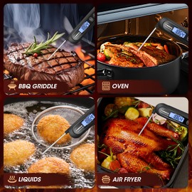 FUMMDUS Digital Meat Thermometer - 2S Instant Read Food Thermometer with Backlight, Foldable Probe for Turkey BBQ Grill Smoker Candy, Essential Kitchen Cooking Gadget & Stocking Stuffers for Men Gifts