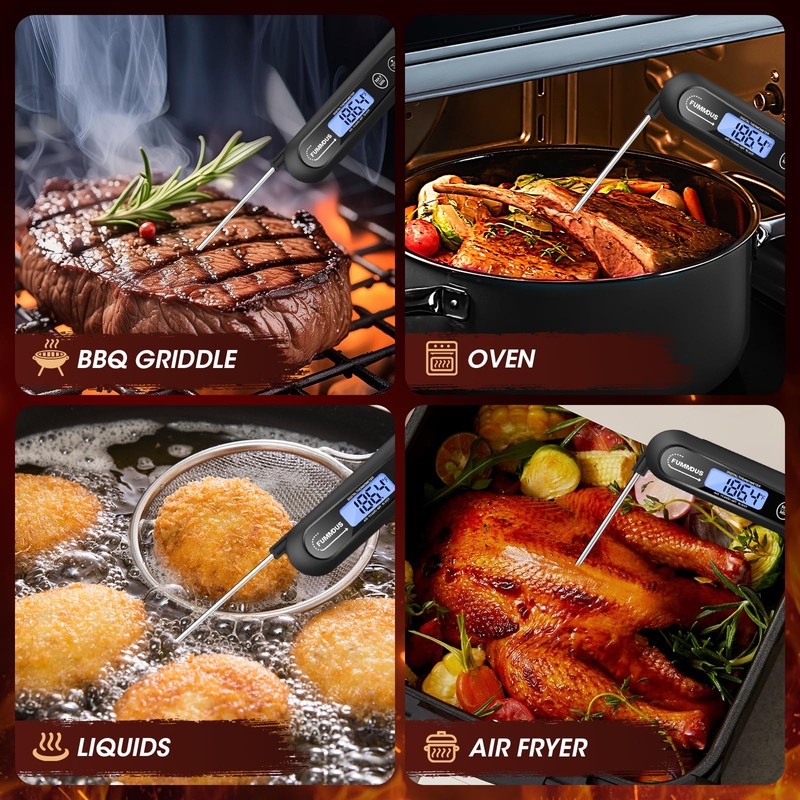 FUMMDUS Digital Meat Thermometer - 2S Instant Read Food Thermometer