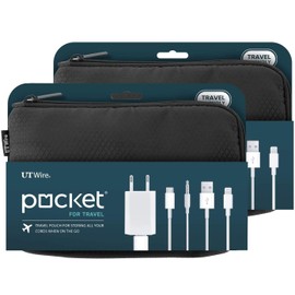 UT Wire Pocket Travel Organizer Case and Accessory Holder, 2 Pack, Black