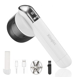 Portable electric lint remover,Fast and effective bobble remover for clothes,2-In-1 LED Digital Display clothes debobbler,With double protection. (white)