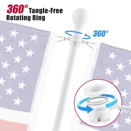 Luvenia Flag Pole for Outside House, Stainless Steel Metal White 5Ft Flagpole Kit,American Flags for Outside with Pole for Porch, Car, Home Or Garden
