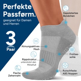 RØDER 3 Pairs of Stopper Socks Men & Women - Non-Slip Socks with Durable ABS Nubs - Yoga, Pilates & Barefoot Socks - Slippers & Gymnastics Socks Sizes 35-50, Pack 2, 43 - 46
