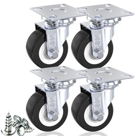 DSL Castor Wheels, Heavy Duty Castors 50mm, Caster Wheels Set of 4 Trolley Furniture Wheels - Double Bearing 4 Standard Castor Rubber up to 240KG + Free Fitting