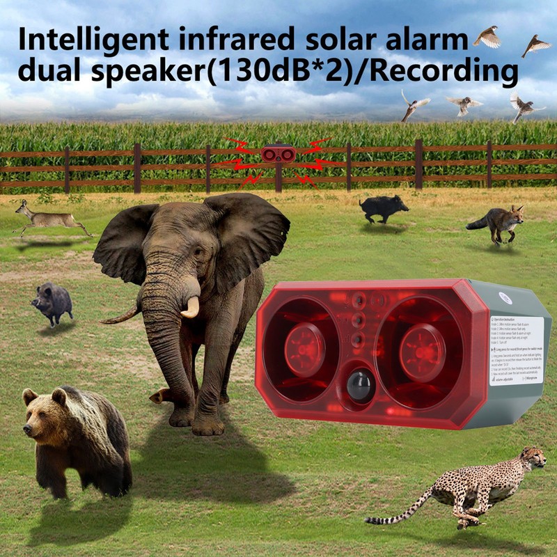 Outdoor Solar Motion Sensor Alarm Waterproof 13 Sounds Dog Barking