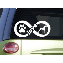 EZ-STIK Doberman Pinscher Infinity stickerH398 4 x 8.5 inch Vinyl Dog Love Decal