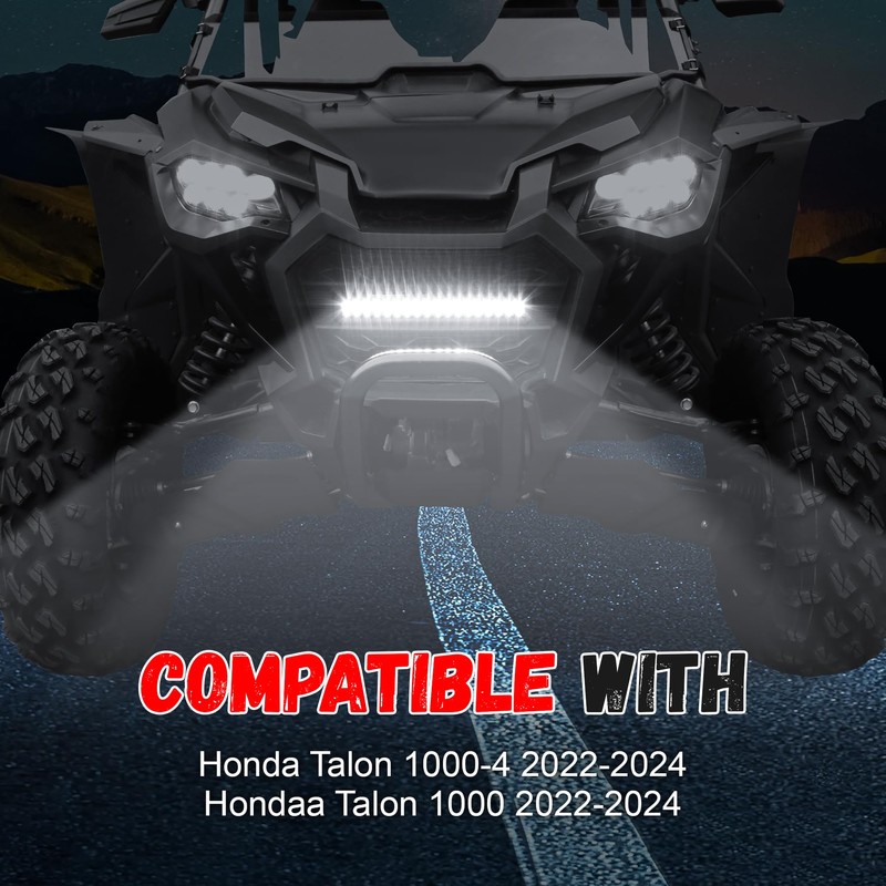 Front Mesh Grille with Adjustable LED Light Bar for Honda