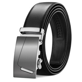 TANGCHAO Belts for Men, Mens Leather Ratchet Belt 1 3/8", Adjustable Belt Fit Everywhere Black Length 115cm