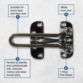 UAP Robust Door Restrictor & Lock for UPVC Doors - Solid Bar Door Stop with Easy-Grip Design for Limited Mobility - Chain-Free Safety Guard, Door Chain Alternative (Polished Chrome)