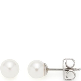 Leonardo Jewels Almina 1 Pair Simple Basic Pearl Stud Earrings with White Imitation Pearls, Stainless Steel, Silver Colour, Fashion Jewellery for Women, 023537, Stainless Steel, No Gemstone