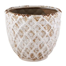 47th & Main Diamond Patterned Planter/Pot, Large, Distressed White