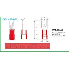 A-LAB 100 Green Fork Spade Insulated wire crimp terminal connector 16-22 awg SV1.25-4