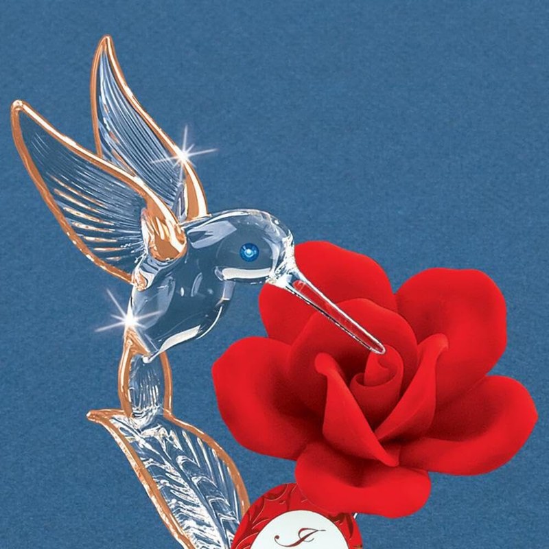 Glass Baron Rose, Red With Hummingbird Of Love