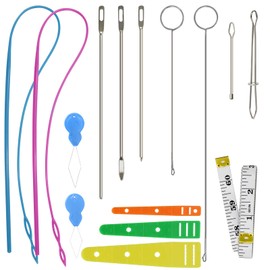 Ayzylpth 15-Pack Drawstring Threader Tool Kit, Stainless Steel Loop Turner Hooks, Metal Drawstring Threaders for Seniors, Crafters & Sewing Enthusiasts (Needle Threaders, Easy Rope Threader Clips)