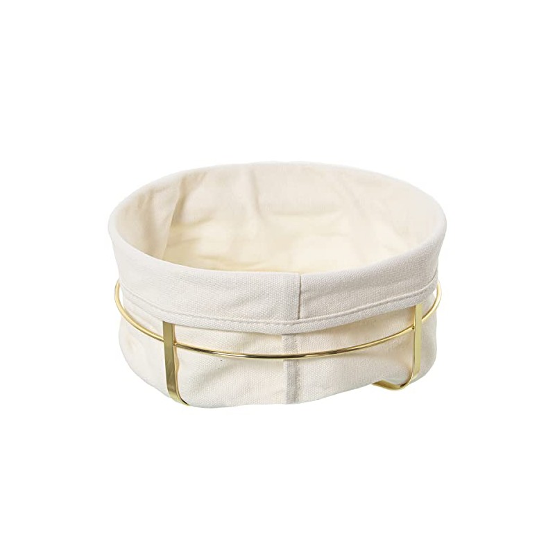 DRW Round bread basket made of metal and fabric in
