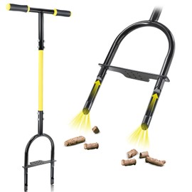 Manual Core Aerator Lawn Tool with 2 Hollow Tines, 38" Sharp Grass Aerator for Compacted Soil & Yard Care, Heavy Duty Garden Aerating Tool with Anti-Slip Foot Bar & T-Handle for Lawn Health