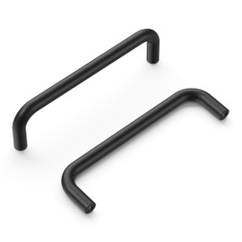 Hickory Hardware 1 Pack Solid Core Kitchen Cabinet Pulls, Luxury Cabinet Handles, Hardware for Doors & Dresser Drawers, 4 Inch Hole Center, Matte Black, Wire Pulls Collection