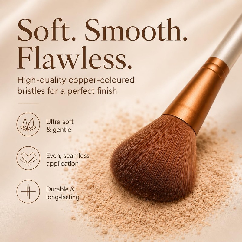Glamza 12-Piece Make-up Brushes Set with Metal Case, Gold and