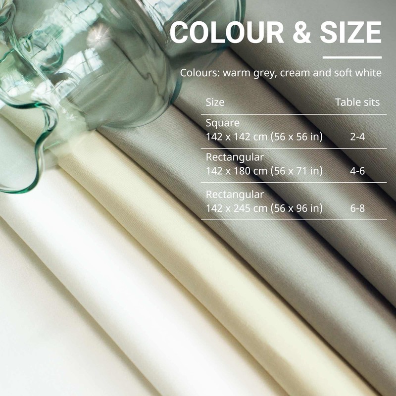 Organic Cotton Tablecloth Easy Care Washable Protective Heavyweight Fabric Eco