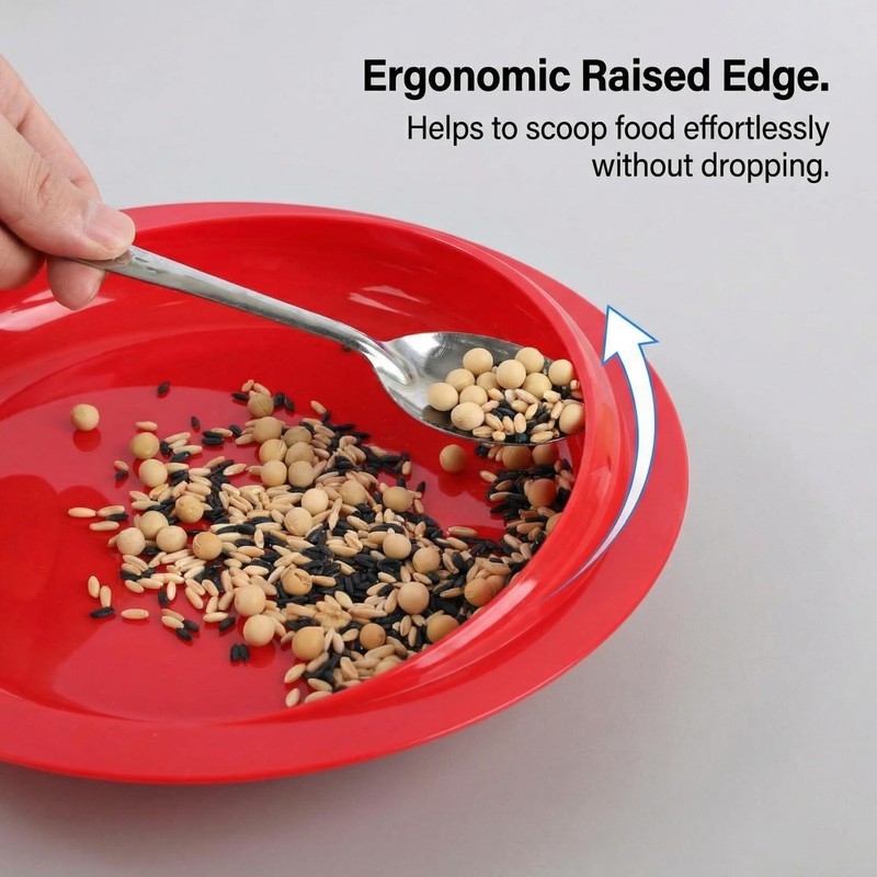 DURASIKO Non-Skid Suction Base Plates & Bowls Set, Adaptive Spill