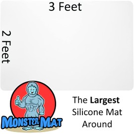 MonsterMat 36x24 Inch Extra Large Silicone Table Protector Craft Mat for Painting, Clay, Projects, Arts and Crafts, Soldering Resin. Easy Clean Up Storage. Largest Available. (White), 2 feet by 3