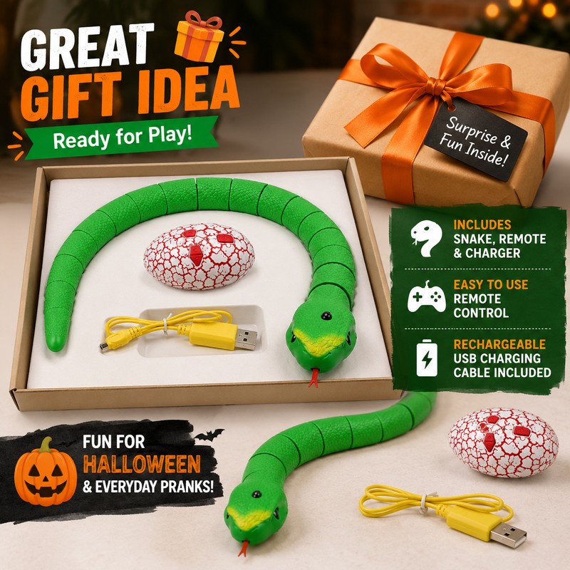 Realistic Remote Control Snake Toy for Pranks – USB Rechargeable