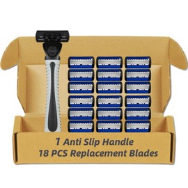 6-Blade Razor for Men, Men's Razor Set Includes Razor Handle & Blade Refills, Precision Manual Beard Trimmer Safety Razor Men Shaving Essentials Kit Travel Face Cleansing Shaver (1 Razor + 18 Blades)