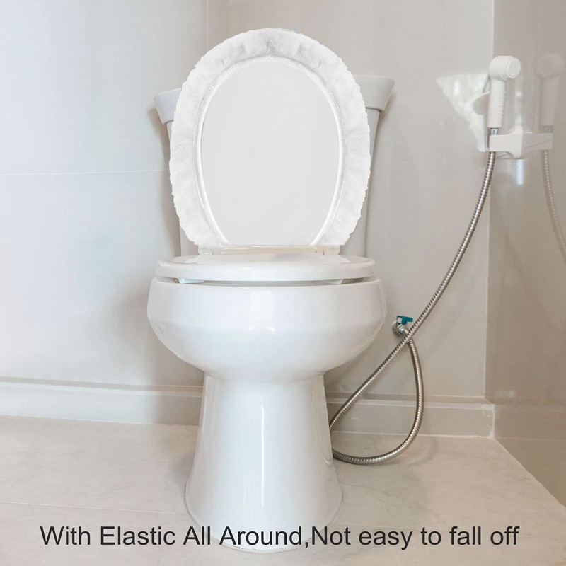 Soft Bathroom Toilet Lid Cover with Elastic All Around,Fabic Covers,Machine