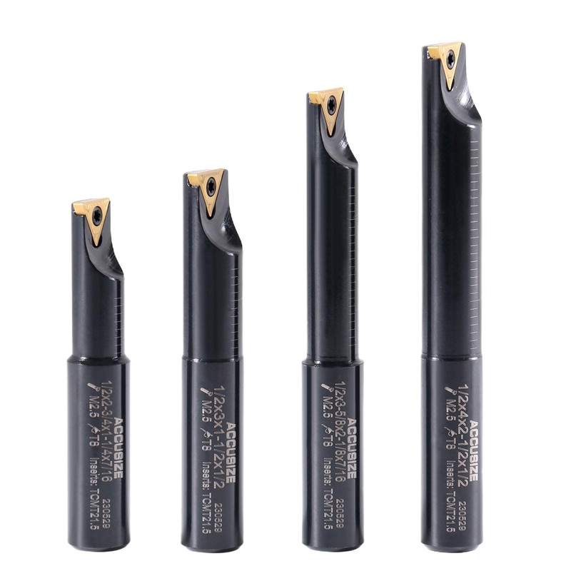Accusize Industrial Tools 4 Pc 1/2'' Round Shank Indexable Boring