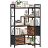 CHOEZON Corner Bookshelf, 5-Tier L-Shaped Bookcase with Drawers and Storage