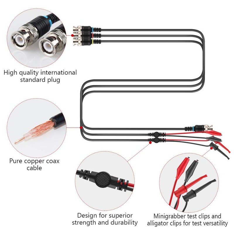 Micsoa Oscilloscope Probes - BNC to Alligator Clips, Mini Test