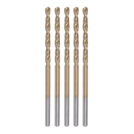 sourcing map Twisted Drill Bits 2.2 mm Titanium Coated (HSS-E) M42 High Speed Steel 8% Cobalt Straight Shank for Stainless Steel Aluminium Alloy Metal Pack of 5