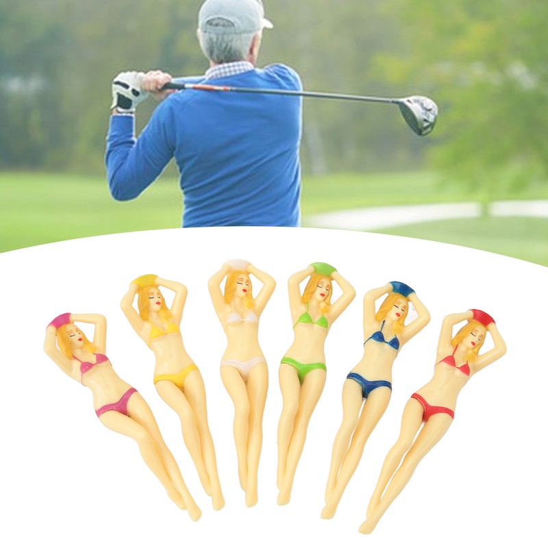 6PCS Funny Golf Tees Plastic Lady Bikini Girl Golf Tees