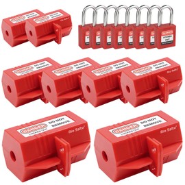 Plug Lock for Lockout Tagout Kit 16-Piece, Plug Power Cord Lock 220 Volt and 500 Volt Power Cord Lockout, OSHA Compliant Electrical Plug Lock Cover Loto - (Plug Locks - 2 Small, 4 Medium, 2 Large)