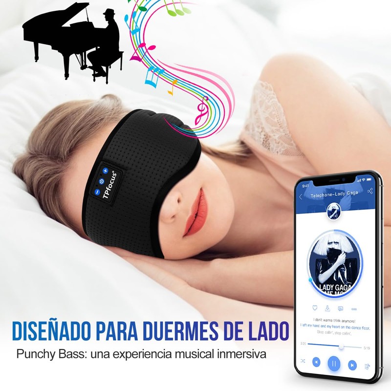 TPfocus Sleep Headphones Sleeping Mask with Headphones, Bluetooth Sleeping for
