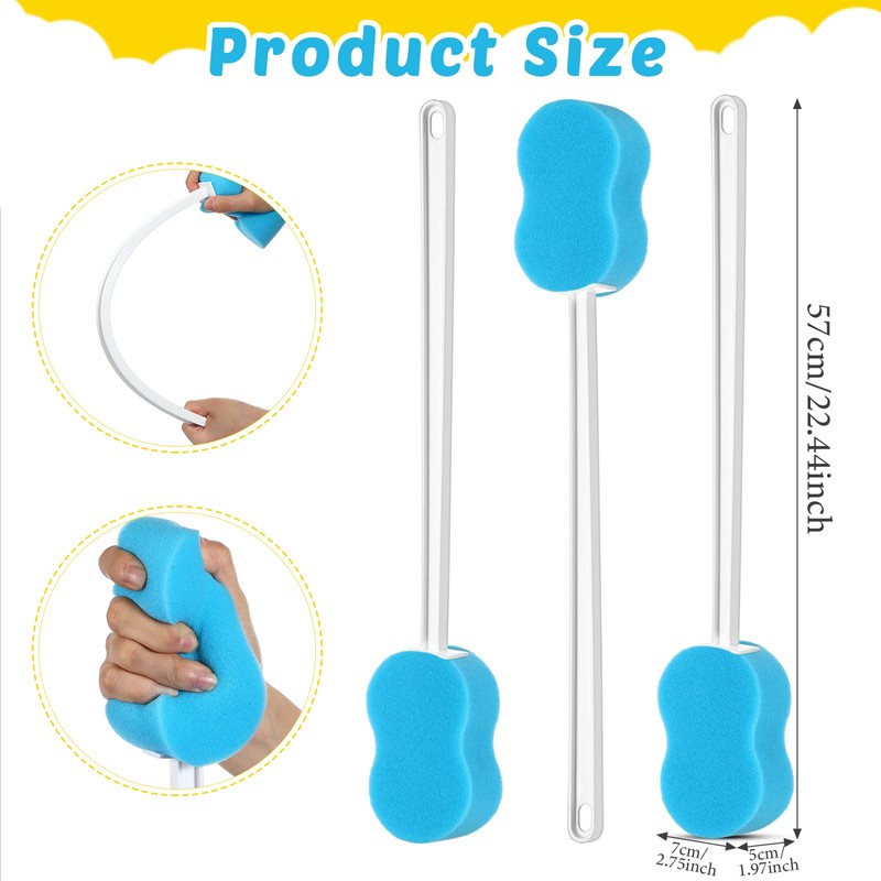 Norme 3 Pcs 22.4 Inch Long Handle Back Bath Sponge