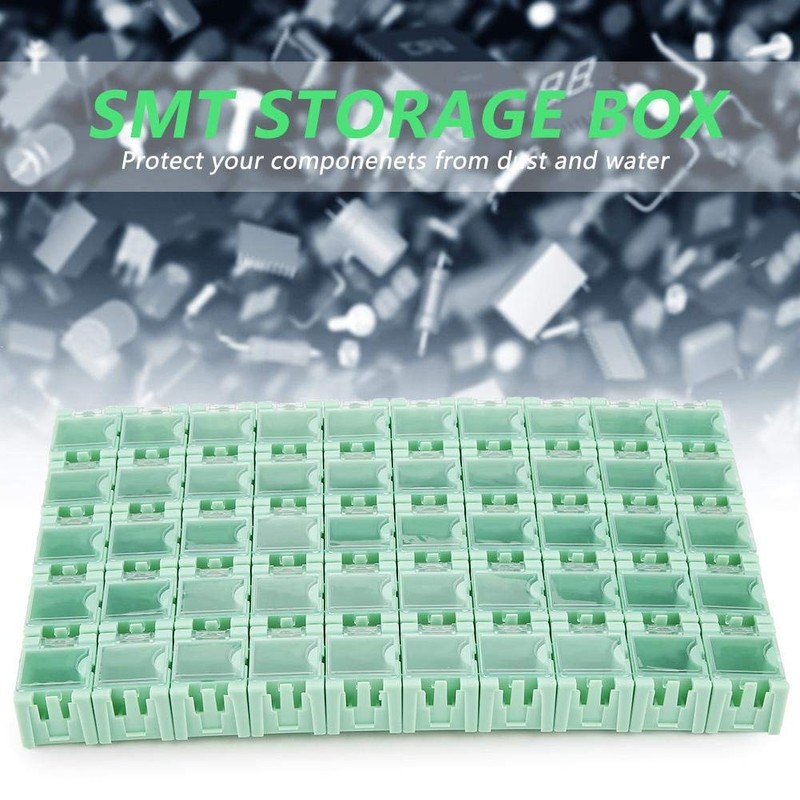 50pcs/Set Green SMT SMD Container Box, Electronic Components Parts Storage