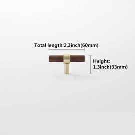 SYZOW 6 Pack Walnut Cabinet Pulls Brushed Brass Drawer Handles,Gold Kitchen Cupboard Hardware Pulls 96mm Hole Center